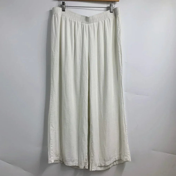 Princess Polly Women's Cotton Linen Blend Elastic Waist Wide Leg Pants Size 12 - Picture 1 of 14
